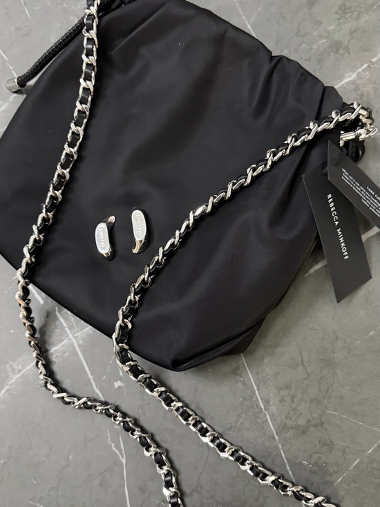Rebecca Minkoff Handbags - Rebecca Minkoff Black Nylon Crossbody with Silver Chain